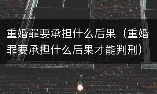 重婚罪要承担什么后果（重婚罪要承担什么后果才能判刑）