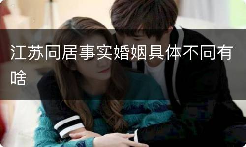 江苏同居事实婚姻具体不同有啥