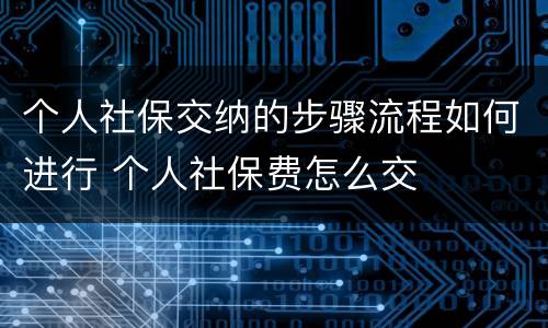个人社保交纳的步骤流程如何进行 个人社保费怎么交