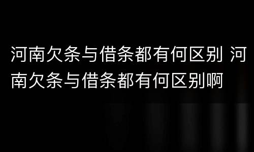 河南欠条与借条都有何区别 河南欠条与借条都有何区别啊
