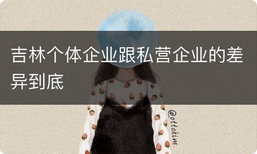 吉林个体企业跟私营企业的差异到底