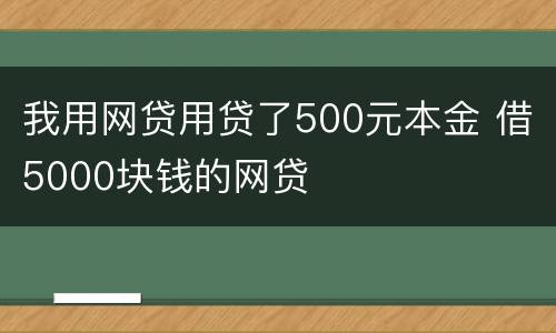 我用网贷用贷了500元本金 借5000块钱的网贷