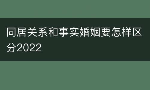 同居关系和事实婚姻要怎样区分2022