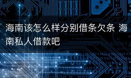 海南该怎么样分别借条欠条 海南私人借款吧