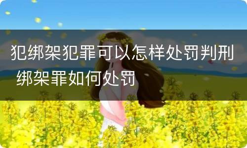 犯绑架犯罪可以怎样处罚判刑 绑架罪如何处罚