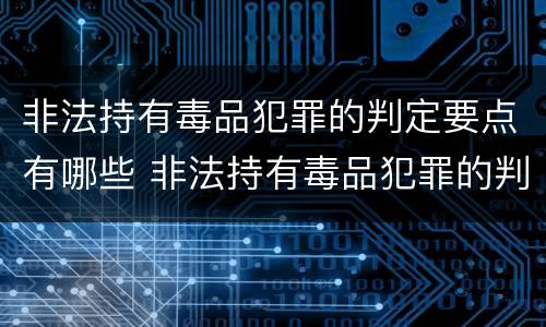 非法持有毒品犯罪的判定要点有哪些 非法持有毒品犯罪的判定要点有哪些标准