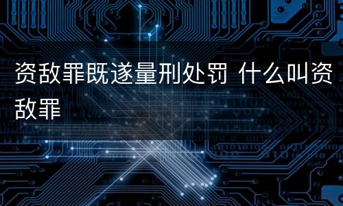 资敌罪既遂量刑处罚 什么叫资敌罪
