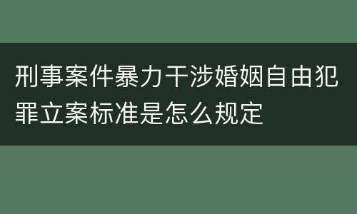 刑事案件暴力干涉婚姻自由犯罪立案标准是怎么规定