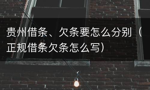 贵州借条、欠条要怎么分别（正规借条欠条怎么写）