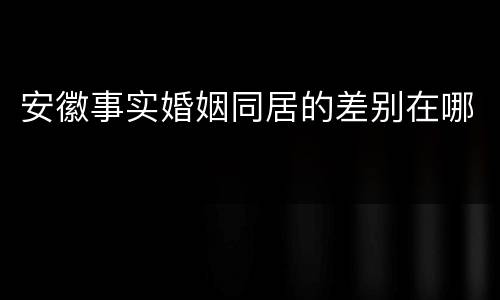 安徽事实婚姻同居的差别在哪