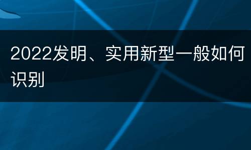 2022发明、实用新型一般如何识别