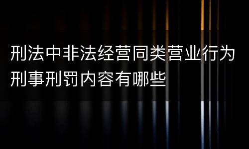 刑法中非法经营同类营业行为刑事刑罚内容有哪些
