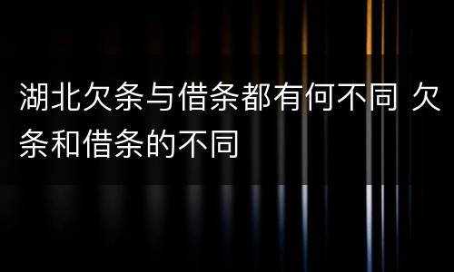 湖北欠条与借条都有何不同 欠条和借条的不同