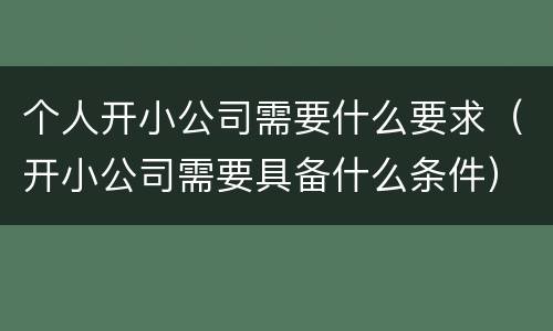 个人开小公司需要什么要求（开小公司需要具备什么条件）