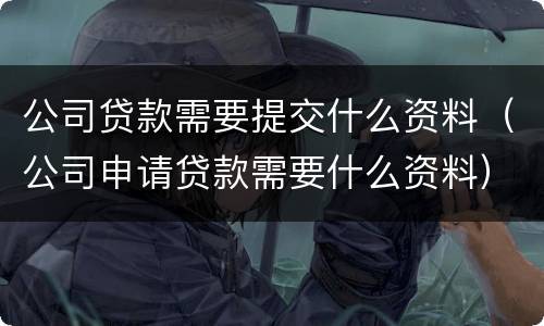 公司贷款需要提交什么资料（公司申请贷款需要什么资料）