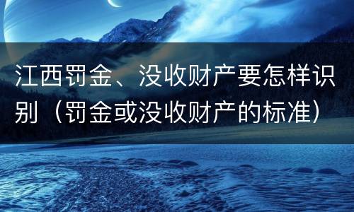 江西罚金、没收财产要怎样识别（罚金或没收财产的标准）