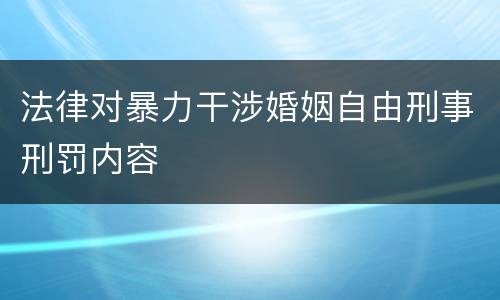 法律对暴力干涉婚姻自由刑事刑罚内容