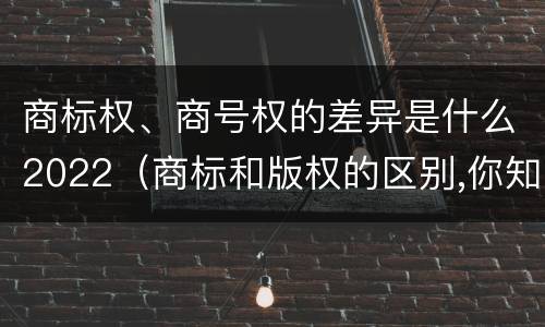 商标权、商号权的差异是什么2022（商标和版权的区别,你知道多少?）
