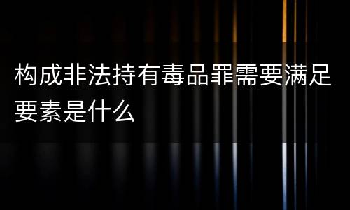 构成非法持有毒品罪需要满足要素是什么