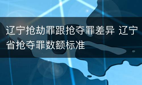 辽宁抢劫罪跟抢夺罪差异 辽宁省抢夺罪数额标准
