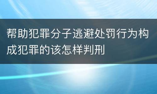 帮助犯罪分子逃避处罚行为构成犯罪的该怎样判刑