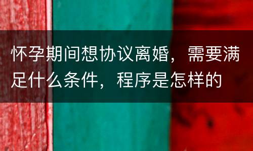 怀孕期间想协议离婚，需要满足什么条件，程序是怎样的
