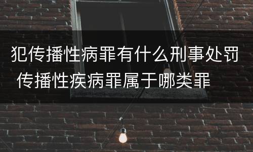 犯传播性病罪有什么刑事处罚 传播性疾病罪属于哪类罪
