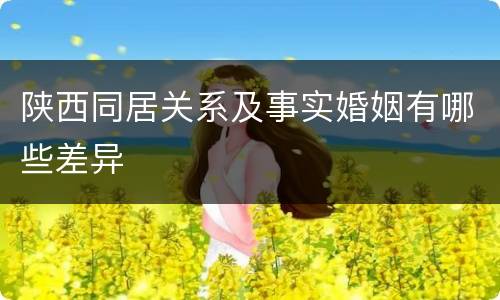 陕西同居关系及事实婚姻有哪些差异