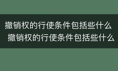 撤销权的行使条件包括些什么 撤销权的行使条件包括些什么意思