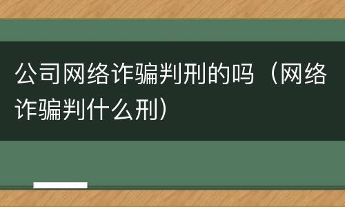 公司网络诈骗判刑的吗（网络诈骗判什么刑）