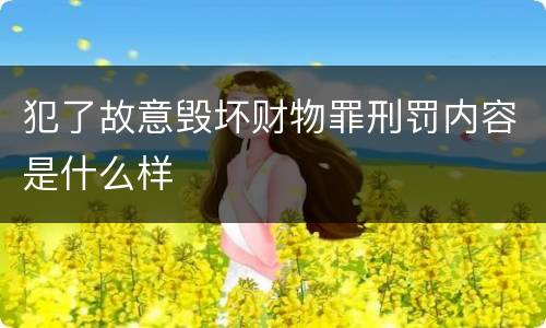 犯了故意毁坏财物罪刑罚内容是什么样