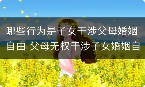 哪些行为是子女干涉父母婚姻自由 父母无权干涉子女婚姻自由