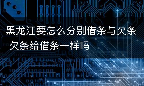黑龙江要怎么分别借条与欠条 欠条给借条一样吗