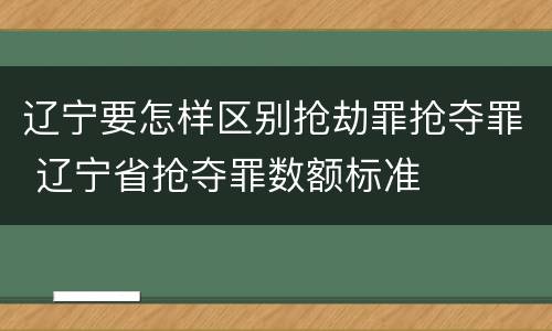 辽宁要怎样区别抢劫罪抢夺罪 辽宁省抢夺罪数额标准