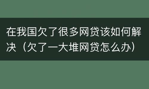 在我国欠了很多网贷该如何解决（欠了一大堆网贷怎么办）