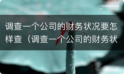 调查一个公司的财务状况要怎样查（调查一个公司的财务状况要怎样查看）