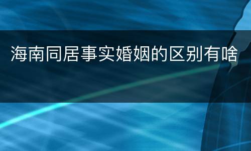 海南同居事实婚姻的区别有啥