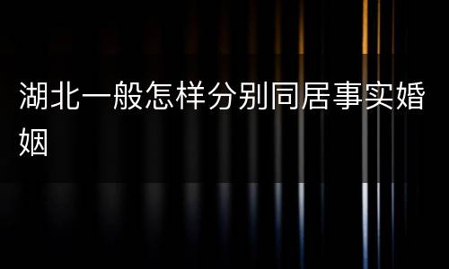 湖北一般怎样分别同居事实婚姻