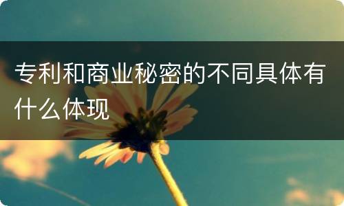 专利和商业秘密的不同具体有什么体现