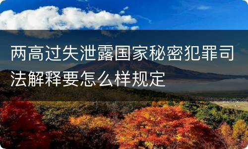 两高过失泄露国家秘密犯罪司法解释要怎么样规定