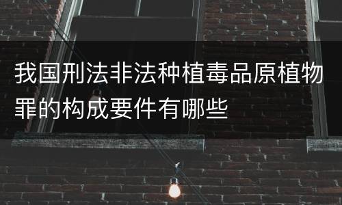 我国刑法非法种植毒品原植物罪的构成要件有哪些