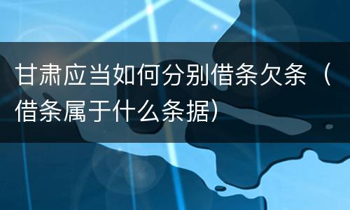 甘肃应当如何分别借条欠条（借条属于什么条据）