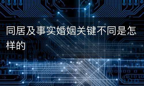 同居及事实婚姻关键不同是怎样的