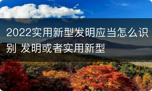 2022实用新型发明应当怎么识别 发明或者实用新型