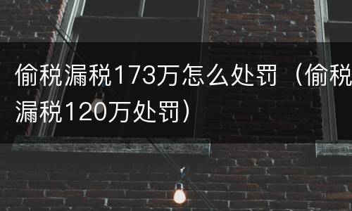 偷税漏税173万怎么处罚（偷税漏税120万处罚）