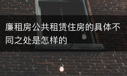 廉租房公共租赁住房的具体不同之处是怎样的