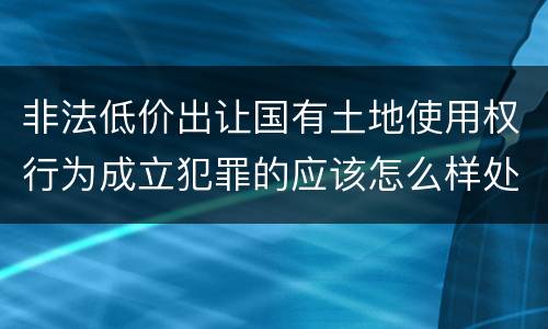 非法低价出让国有土地使用权行为成立犯罪的应该怎么样处罚