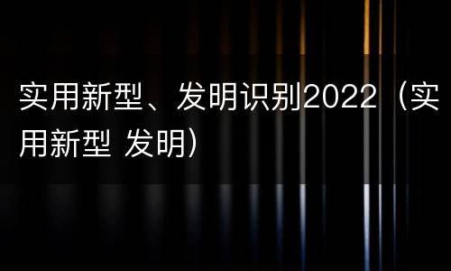 实用新型、发明识别2022（实用新型 发明）