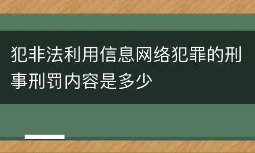 犯非法利用信息网络犯罪的刑事刑罚内容是多少