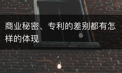 商业秘密、专利的差别都有怎样的体现
